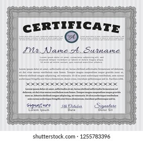 Grey Certificate. Detailed. With complex linear background. Good design. 