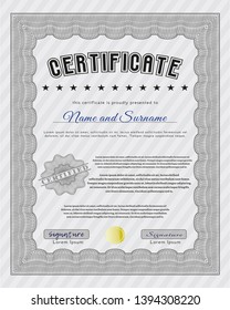 Grey Certificate. Detailed. With linear background. Nice design. 