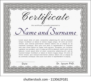 Grey Certificate diploma or award template. Customizable, Easy to edit and change colors. With quality background. Money design. 