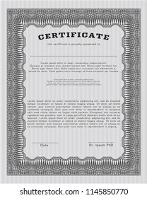 Grey Certificate diploma or award template. Printer friendly. Nice design. Customizable, Easy to edit and change colors. 