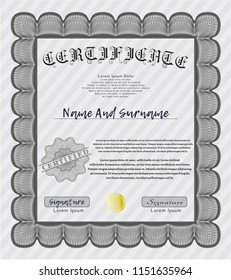 Grey Certificate diploma or award template. Elegant design. Customizable, Easy to edit and change colors. Easy to print. 