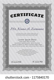 Grey Certificate diploma or award template. Elegant design. Customizable, Easy to edit and change colors. Easy to print. 