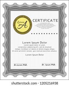 Grey Certificate diploma or award template. Customizable, Easy to edit and change colors. With quality background. Retro design. 