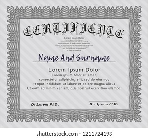 Grey Certificate diploma or award template. Good design. With guilloche pattern and background. Detailed. 