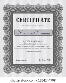 Grey Certificate diploma or award template. Vector illustration. With quality background. Excellent design. 