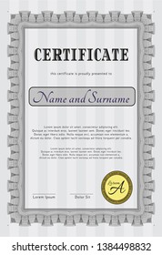 Grey Certificate diploma or award template. With linear background. Modern design. Customizable, Easy to edit and change colors. 