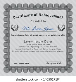 Grey Certificate diploma or award template. With guilloche pattern and background. Nice design. Vector illustration. 