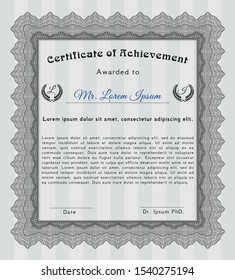 Grey Certificate diploma or award template. Modern design. Printer friendly. Customizable, Easy to edit and change colors. 