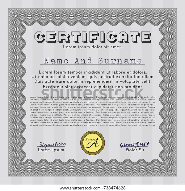 Grey Certificate Diploma Award Template Background Stock Vector ...