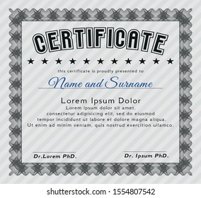 Grey Certificate or diploma template. Artistry design. Customizable, Easy to edit and change colors. With quality background. 