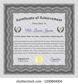 Grey Certificate or diploma template. With background. Perfect design. Detailed. 