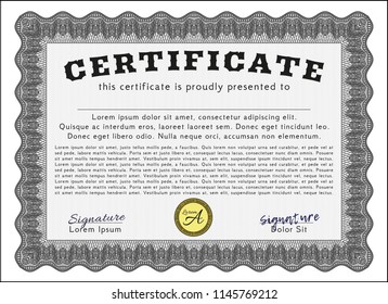 Grey Certificate or diploma template. With complex background. Nice design. Customizable, Easy to edit and change colors. 