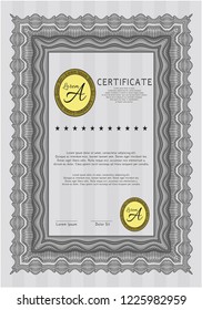 Grey Certificate or diploma template. With complex linear background. Beauty design. Customizable, Easy to edit and change colors. 