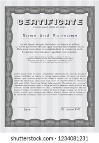 Grey Certificate or diploma template. Complex background. Retro design. Customizable, Easy to edit and change colors. 