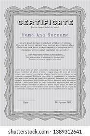 Grey Certificate or diploma template. With complex background. Artistry design. Detailed. 