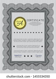 Grey Certificate or diploma template. Cordial design. Printer friendly. Customizable, Easy to edit and change colors. 