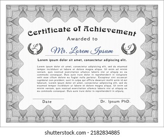 Grey Certificate or diploma template.  Cordial design.   Customizable, Easy to edit and change colors. 