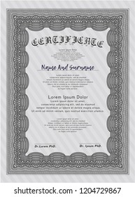 Grey Certificate or diploma template. Customizable, Easy to edit and change colors. With guilloche pattern. Superior design. 