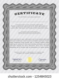 Grey Certificate or diploma template. Customizable, Easy to edit and change colors. With quality background. Retro design. 