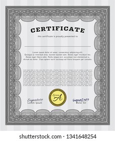 Grey Certificate or diploma template. Customizable, Easy to edit and change colors. With quality background. Retro design. 