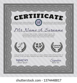 Grey Certificate or diploma template. Customizable, Easy to edit and change colors. With quality background. Lovely design. 