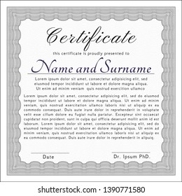 Grey Certificate or diploma template. Customizable, Easy to edit and change colors. With guilloche pattern. Excellent design. 