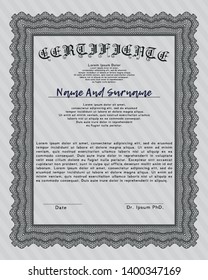 Grey Certificate or diploma template. Customizable, Easy to edit and change colors. Complex background. Sophisticated design. 