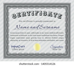 Grey Certificate or diploma template. Customizable, Easy to edit and change colors. With quality background. Beauty design. 