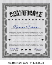Grey Certificate or diploma template. Easy to print. Customizable, Easy to edit and change colors. Superior design. 