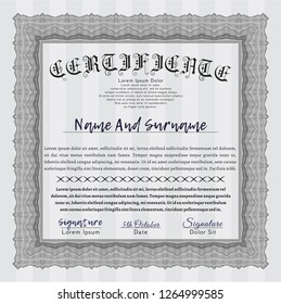 Grey Certificate or diploma template. Easy to print. Customizable, Easy to edit and change colors. Superior design. 