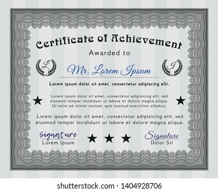 Grey Certificate or diploma template. Easy to print. Beauty design. Customizable, Easy to edit and change colors. 