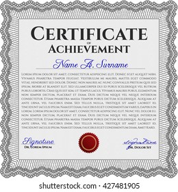 Certificado gris o plantilla de diploma. Fácil de imprimir. Diseño cordial. Personalizable, fácil de editar y cambiar los colores. 