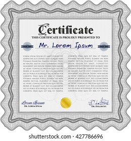 Grey Certificate or diploma template. Easy to print. Customizable, Easy to edit and change colors. Cordial design. 
