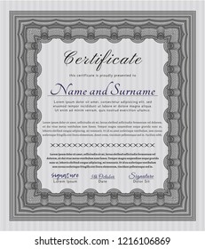 Grey Certificate or diploma template. Elegant design. Customizable, Easy to edit and change colors. With complex background. 