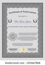 Grey Certificate or diploma template. Elegant design. Printer friendly. Customizable, Easy to edit and change colors. 