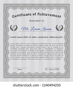 Grey Certificate or diploma template. Lovely design. Detailed. Easy to print. 