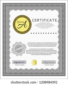 Grey Certificate or diploma template. Nice design. With quality background. Vector illustration. 