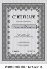 Grey Certificate or diploma template. Nice design. Printer friendly. Detailed. 