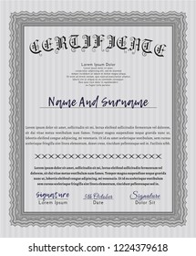 Grey Certificate or diploma template. Perfect design. Complex background. Detailed. 