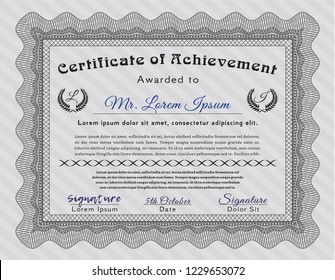 Grey Certificate or diploma template. Perfect design. Customizable, Easy to edit and change colors. With linear background. 