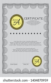 Grey Certificate or diploma template. Perfect design. Customizable, Easy to edit and change colors. With complex background. 
