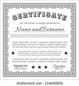 Grey Certificate or diploma template. Printer friendly. Customizable, Easy to edit and change colors. Perfect design. 