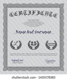 Grey Certificate or diploma template. Printer friendly. Good design. Vector illustration. 