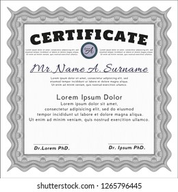 Grey Certificate or diploma template. With quality background. Retro design. Customizable, Easy to edit and change colors. 