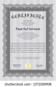 Grey Certificate or diploma template. With quality background. Good design. Detailed. 