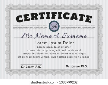 Grey Certificate or diploma template. With quality background. Customizable, Easy to edit and change colors. Money Pattern. 