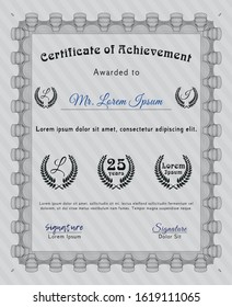 Grey Certificate or diploma template. Sophisticated design. Customizable, Easy to edit and change colors. Easy to print. 