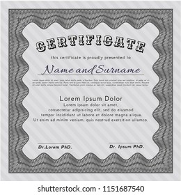 Grey Certificate or diploma template. Vector illustration. With quality background. Nice design. 