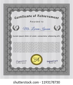 Grey Certificate. Easy to print. Money Pattern design. Vector illustration. 