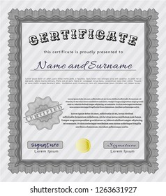 Grey Certificate. Easy to print. Vector illustration. Good design. 